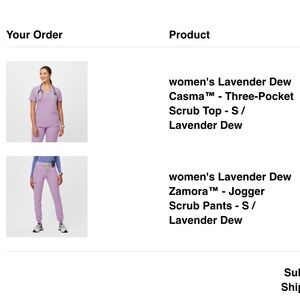 Lavender Dew fig scrubs.